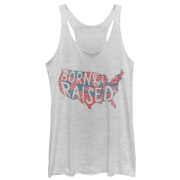 Women's Lost Gods Fourth of July U.S.A. Born Racerback Tank Top White Heather 2X Large
