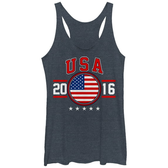 Women's Lost Gods Fourth of July USA 2016 Racerback Tank Top Navy Blue Heather X Large