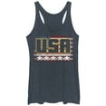 thumbnail image 1 of Women's Lost Gods Fourth of July  USA Flag Star Line  Racerback Tank Top Navy Blue Heather Medium, 1 of 3