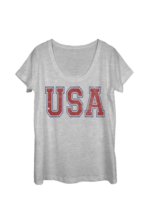 Women's Lost Gods Fourth of July  USA  Scoop Neck Athletic Heather Small