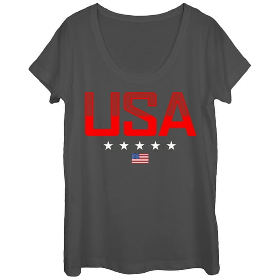 Women's Lost Gods Fourth of July  USA Stripe Design  Scoop Neck Charcoal X Large