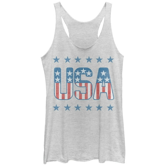 Women's Lost Gods Fourth of July USAs Racerback Tank Top White Heather Medium