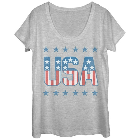Women's Lost Gods Fourth of July USAs Scoop Neck Athletic Heather Small