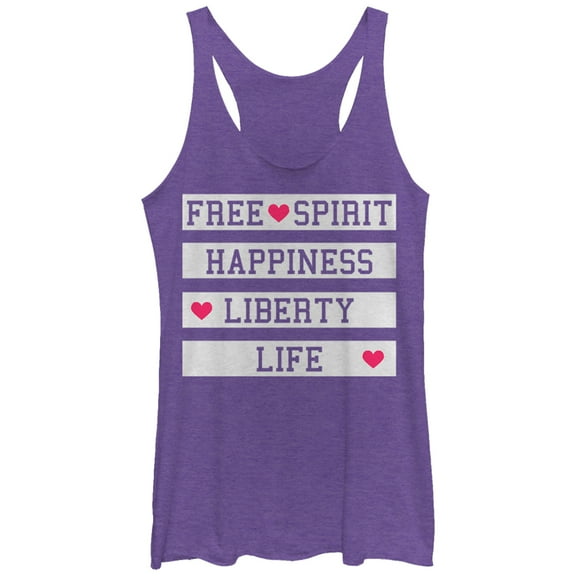 Women's Lost Gods Free Spirit Happiness  Racerback Tank Top Purple Heather Small