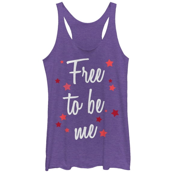 Women's Lost Gods Free to be Me Racerback Tank Top Purple Heather Large
