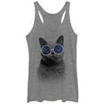 thumbnail image 1 of Women's Lost Gods Galaxy Goggles Cat Racerback Tank Top Gray Heather X Large, 1 of 3