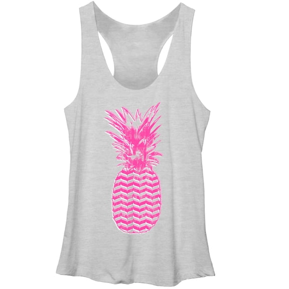 Women's Lost Gods Geometric Print Pineapple  Racerback Tank Top White Heather Medium