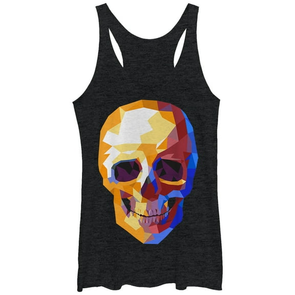 Women's Lost Gods Geometric Skull  Racerback Tank Top Black Heather Medium