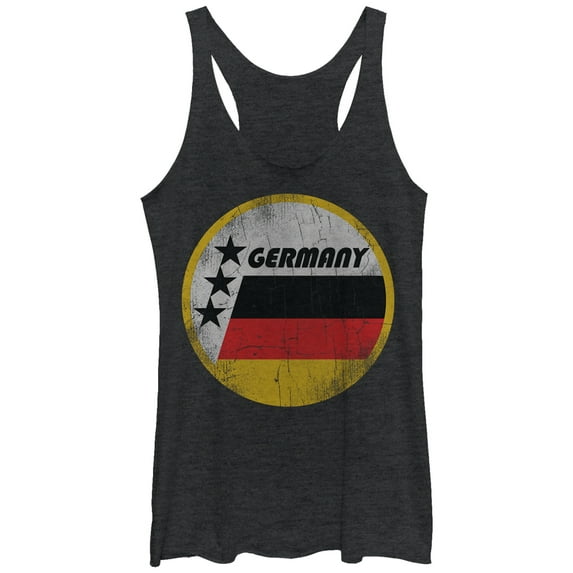 Women's Lost Gods Germany Flag Circle Racerback Tank Top Black Heather Large