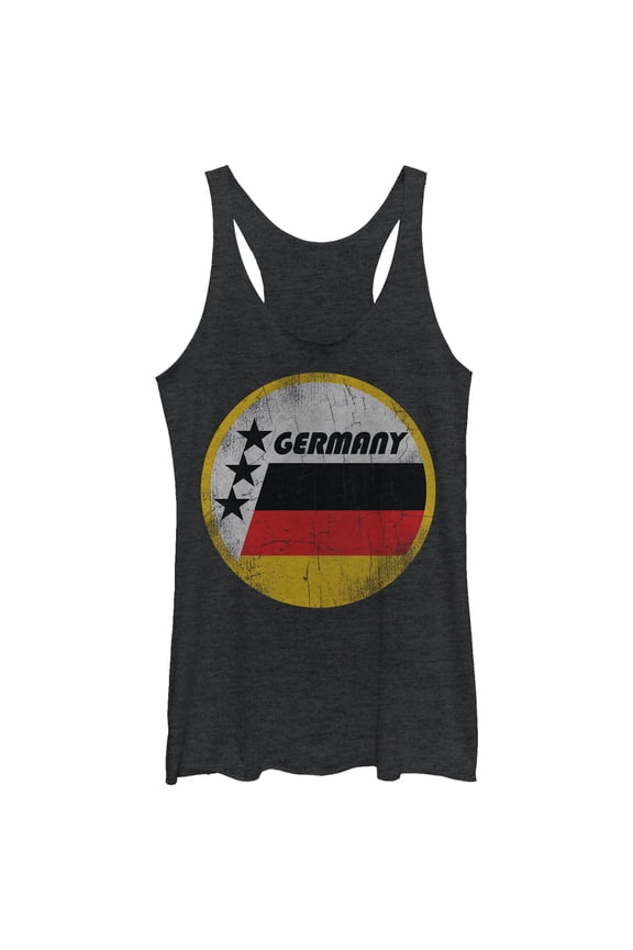 Women's Lost Gods Germany Flag Circle Racerback Tank Top Black Heather Large