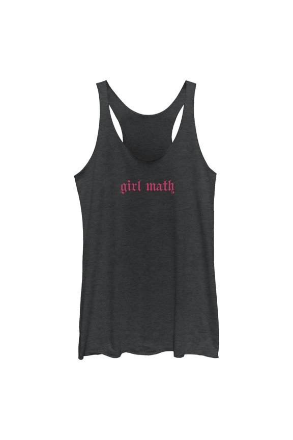Women's Lost Gods Girl Math Old English Racerback Tank Top Black Heather Medium