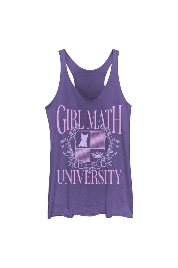 Women's Lost Gods Girl Math University Racerback Tank Top Purple Heather Large