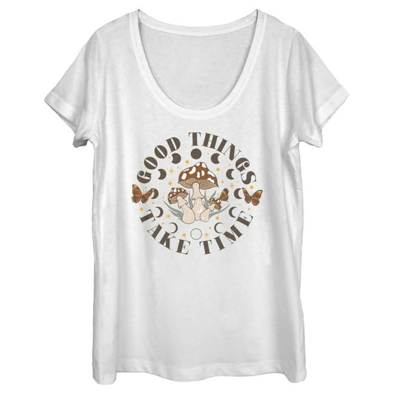 Women's Lost Gods Good Things Take Time  Scoop Neck White X Large