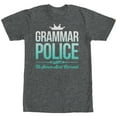 thumbnail image 1 of Women's Lost Gods Grammar Police Boyfriend Graphic Tee Charcoal Heather X Large, 1 of 4