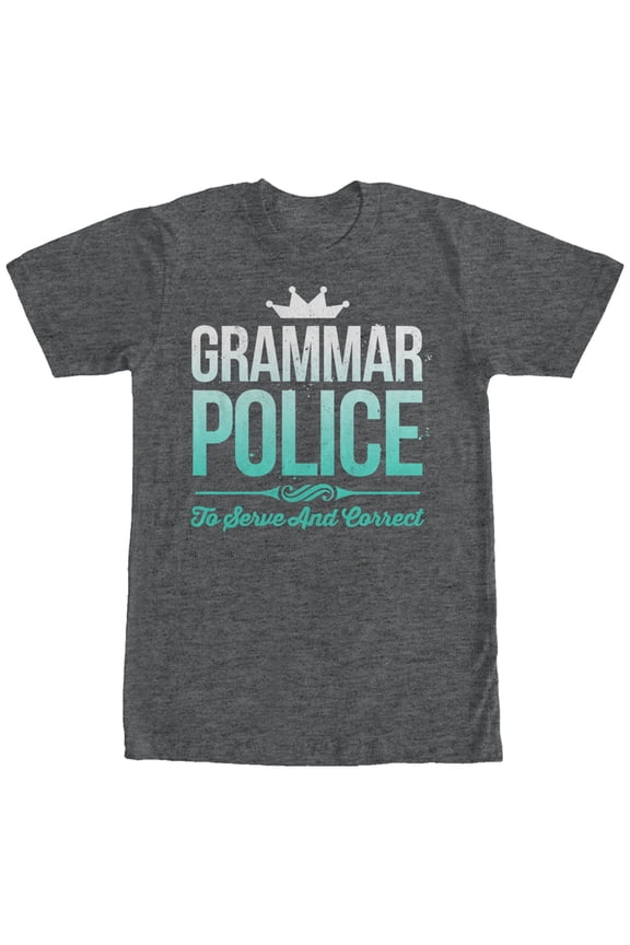 Women's Lost Gods Grammar Police Boyfriend Graphic Tee Charcoal Heather X Large