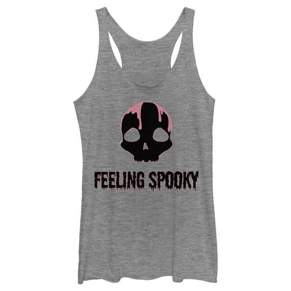 Women's Lost Gods Halloween Feeling Spooky Skull Racerback Tank Top Gray Heather Small