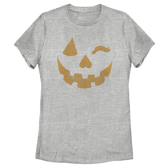 Women's Lost Gods Halloween Jack-o'-Lantern Wink Graphic Tee Athletic Heather X Large