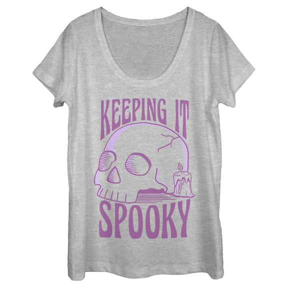 Women's Lost Gods Halloween Keeping it Spooky  Scoop Neck Athletic Heather Small