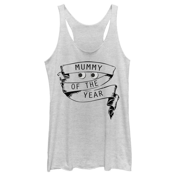 Women's Lost Gods Halloween Mummy of the Year Racerback Tank Top White Heather Medium