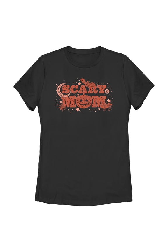 Women's Lost Gods Halloween Scary Mom Graphic Tee Black Small