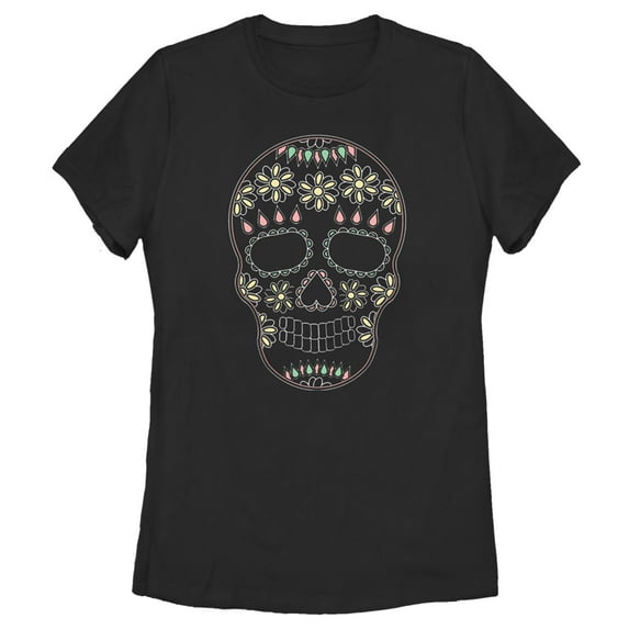Women's Lost Gods Halloween Sugar Skull Graphic Tee Black 2X Large
