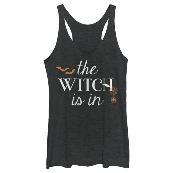 Women's Lost Gods Halloween The Witch Is In Racerback Tank Top Black Heather 2X Large