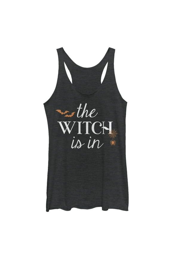 Women's Lost Gods Halloween The Witch Is In Racerback Tank Top Black Heather Medium