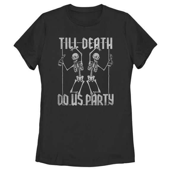 Women's Lost Gods Halloween Till Death Do Us Party Graphic Tee Black 2X Large