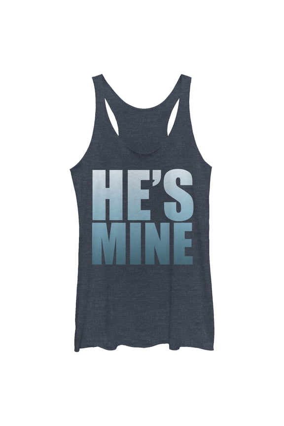 Women's Lost Gods He's Mine Racerback Tank Top Navy Blue Heather Small