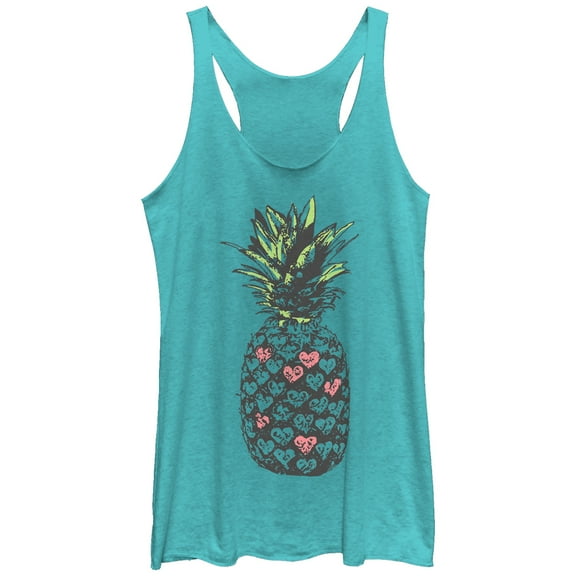 Women's Lost Gods Heart Pineapple Racerback Tank Top Tahiti Blue Large