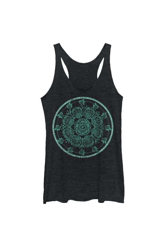 Women's Lost Gods Henna Circle Racerback Tank Top Black Heather Small