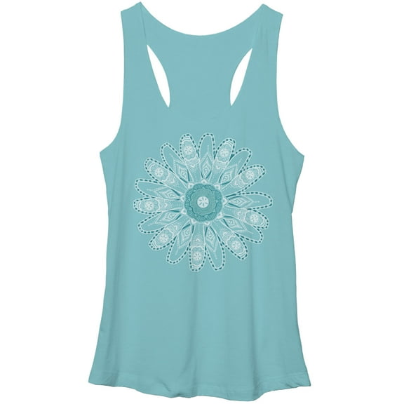Women's Lost Gods Henna Daisy  Racerback Tank Top Tahiti Blue Large