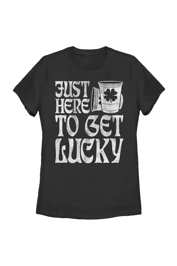 Women's Lost Gods Here to Get Lucky Graphic Tee Black Small
