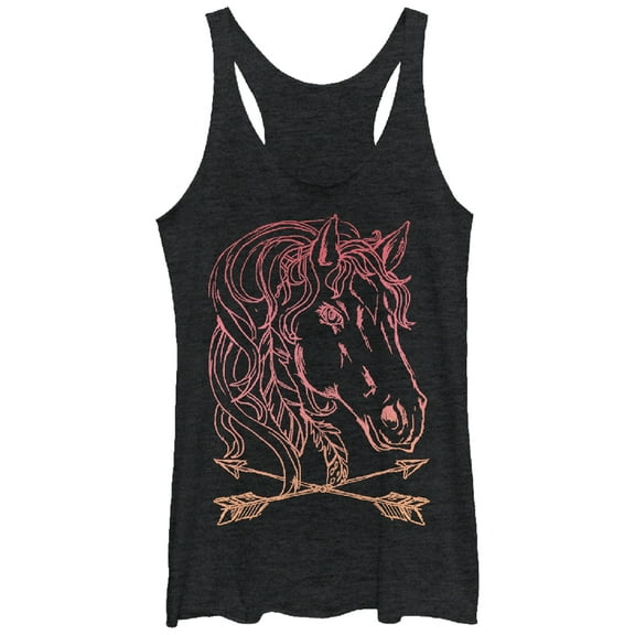 Women's Lost Gods Horse Arrow  Racerback Tank Top Black Heather Medium