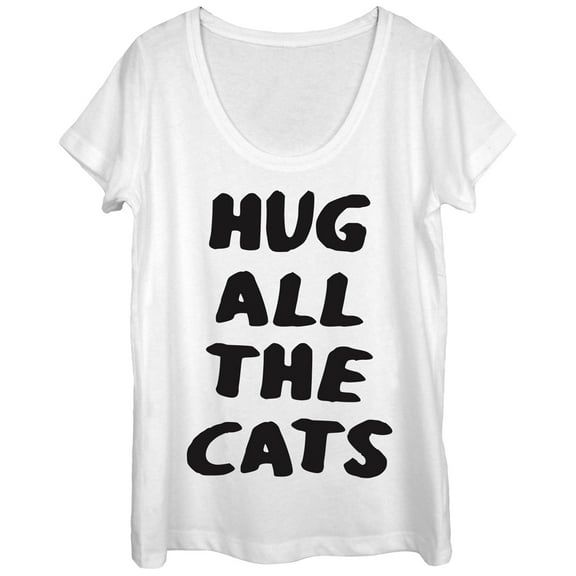 Women's Lost Gods Hug All the Cats  Scoop Neck White X Large