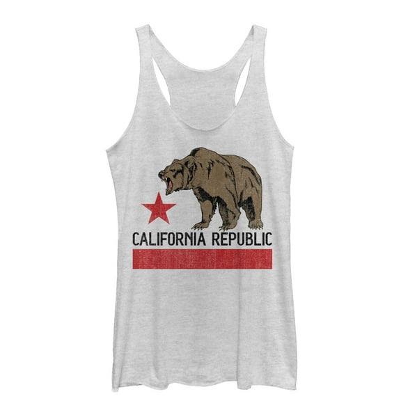 Women's Lost Gods Hungry California Republic Bear  Racerback Tank Top White Heather Large