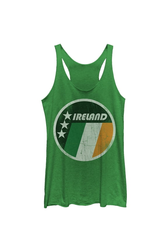 Women's Lost Gods Ireland Flag Circle Racerback Tank Top Envy Green X Large