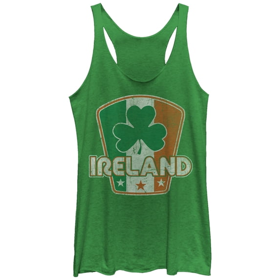 Women's Lost Gods Ireland Flag Clover Racerback Tank Top Envy Green X Large