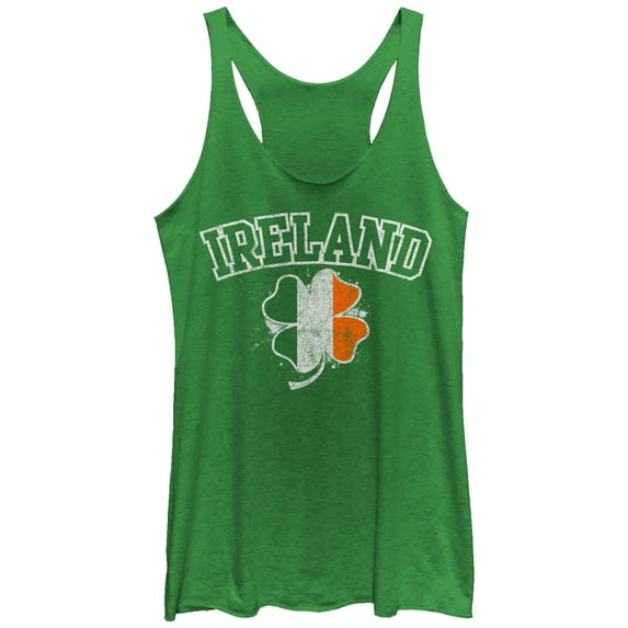 Women's Lost Gods Ireland Flag Shamrock Racerback Tank Top Envy Green Medium