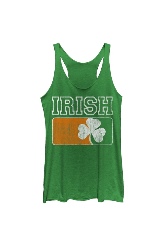 Women's Lost Gods Irish Clover  Racerback Tank Top Envy Green Medium