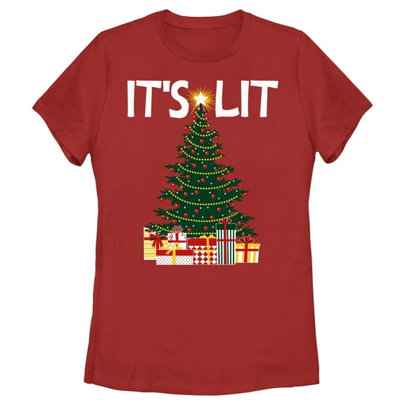 Women's Lost Gods It’s Lit Tree  Graphic Tee Red Medium