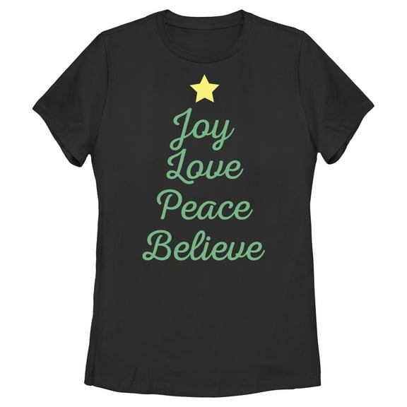 Women's Lost Gods Joy Love Peace  Graphic Tee Black X Large