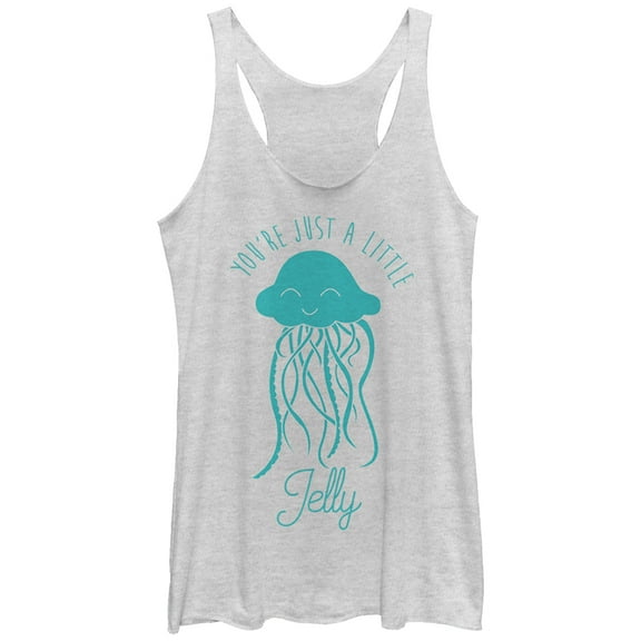 Women's Lost Gods Just a Little Jellyfish Racerback Tank Top White Heather X Large
