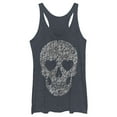 thumbnail image 1 of Women's Lost Gods Lace Print Heart Skull Racerback Tank Top Navy Blue Heather Medium, 1 of 4