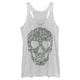 thumbnail image 1 of Women's Lost Gods Lace Print Heart Skull Racerback Tank Top White Heather Small, 1 of 4