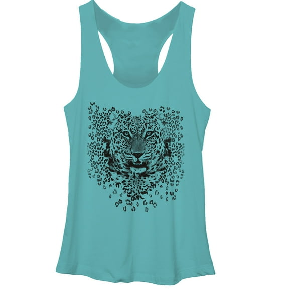 Women's Lost Gods Leopard Print  Racerback Tank Top Tahiti Blue X Large