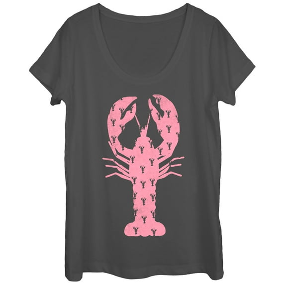 Women's Lost Gods Lobster Print Scoop Neck Charcoal Medium