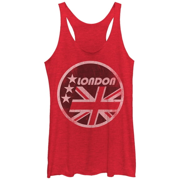 Women's Lost Gods London Union Jack Stars  Racerback Tank Top Red Heather Large