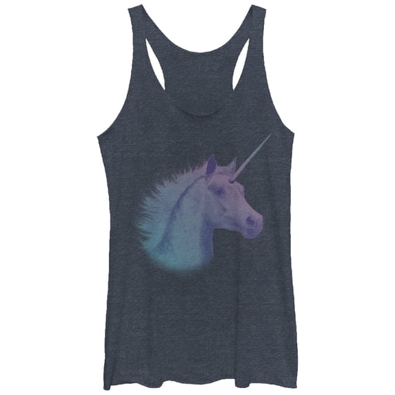 Women's Lost Gods Lucky Unicorn Racerback Tank Top Navy Blue Heather Large