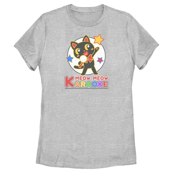 Women's Lost Gods Meow Karaoke Cat  Graphic T-Shirt